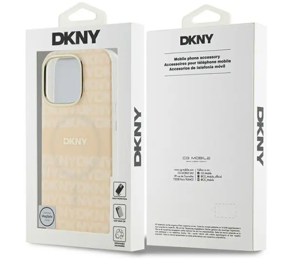 DKNY Repeat texture patern & Stripe MagSafe do iPhone 16 Pro Różowy