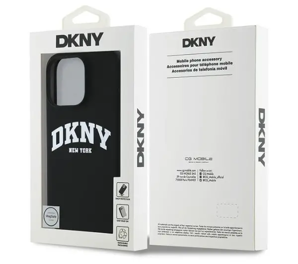 DKNY Silicone White Printed Logo MagSafe do iPhone 16 Pro Max Czarny