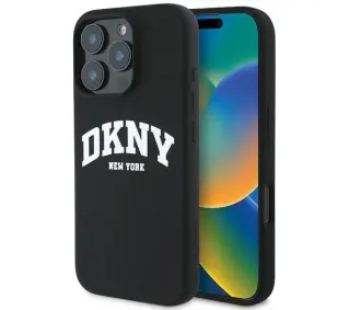 DKNY Silicone White Printed Logo MagSafe do iPhone 16 Pro Max Czarny
