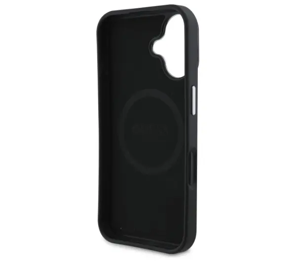 Guess Grained Triangle MagSafe do iPhone 16 Czarny