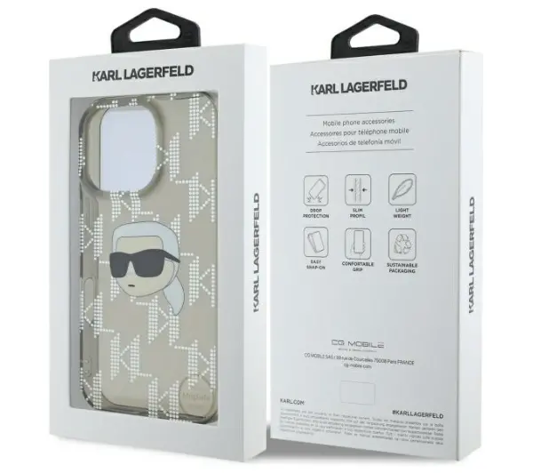 Karl Lagerfeld IML Karl Head Electroplated do iPhone 16 Pro Czarny