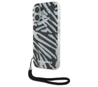 Karl Lagerfeld IML Zebra Pattern & Cord do iPhone 16 Czarny - TRZECI -55%, ALBO 5-TY ZA 1ZŁ