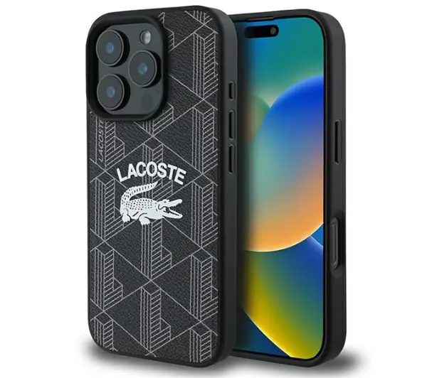 Lacoste Monogram Vintage Logo MagSafe do iPhone 16 Pro Max Czarny