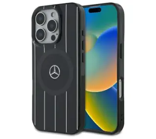 Mercedes-Benz MB Double Layer Crossed Lines MagSafe do iPhone 16 Pro Czarny