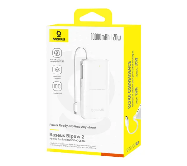 Baseus Bipow 2 Digital Display 10000mAh 20W Biały - ⚡ BESTSELLERY ⚡