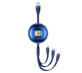 USAMS 3w1 USB do lightning/microUSB/USB-C 1m Niebieski