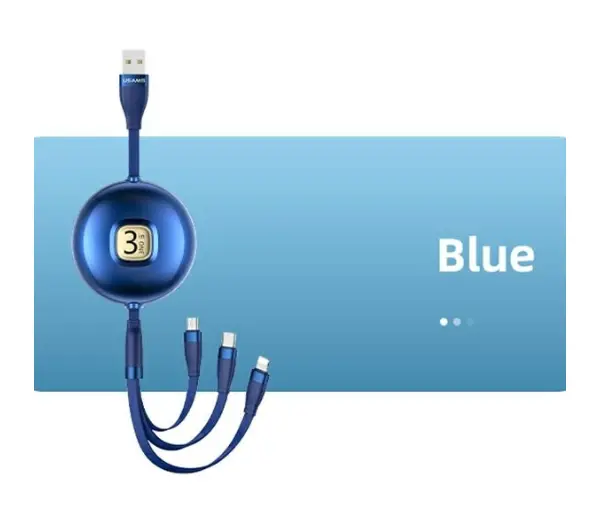 USAMS 3w1 USB do lightning/microUSB/USB-C 1m Niebieski