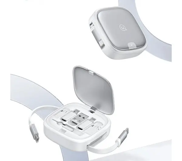USAMS 3w1 USB-C do microUSB/USB-C/Lightning 60W Srebrny
