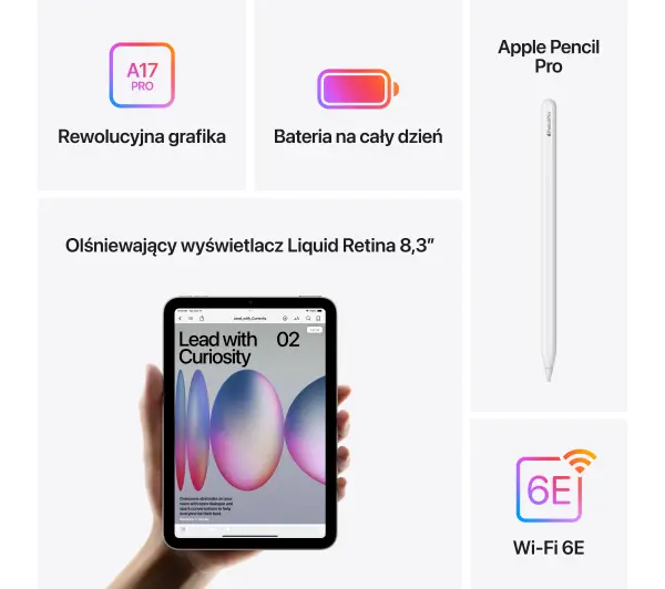 Apple iPad mini 7 gen 8,3" 256GB Funkcje AI Wi-Fi Księżycowa poświata - Kup na Raty - RRSO 0%