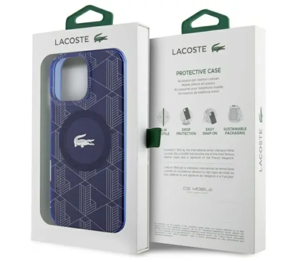 Lacoste IML Blend Monogram MagSafe do iPhone 16 Pro Max Granatowy