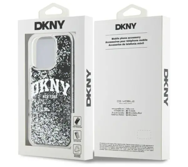 DKNY Liquid Glitter Arch Logo do iPhone 16 Pro Czarny