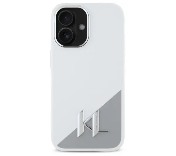Karl Lagerfeld Silicone Initial Metal Logo MagSafe do iPhone 16 Biały