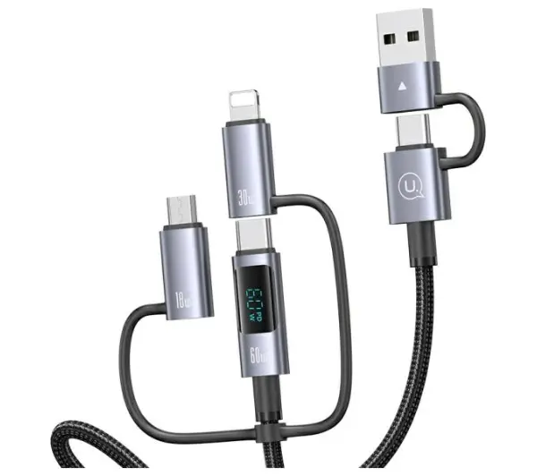 USAMS 6w1 Fast Charging 60W 1,2m Czarny