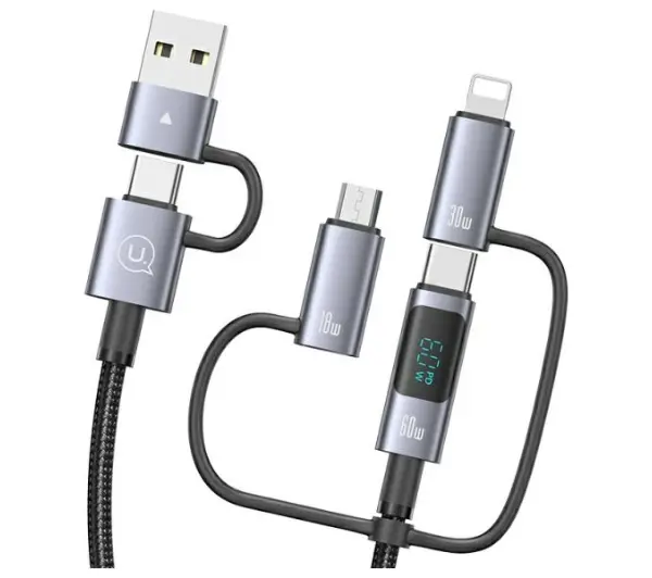USAMS 6w1 Fast Charging 60W 1,2m Czarny