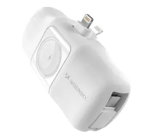 Wozinsky WF16-YLS 5000mAh 15W Lightning z wbudowanym kablem USB-C Biały