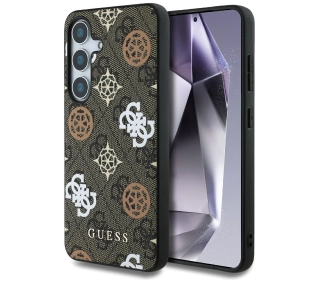 Guess 4G Printed Colored Peony Pattern MagSafe do Galaxy S25 Brązowy