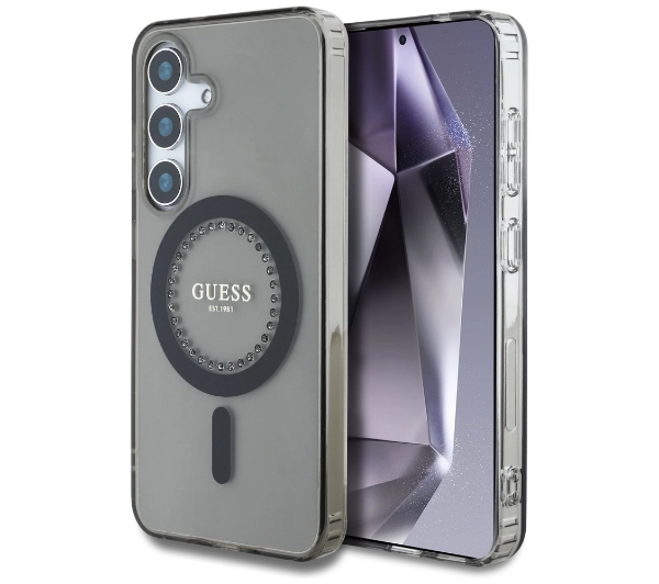 Guess Rhinestones Printed Classic Logo MagSafe do Galaxy S25 Czarny