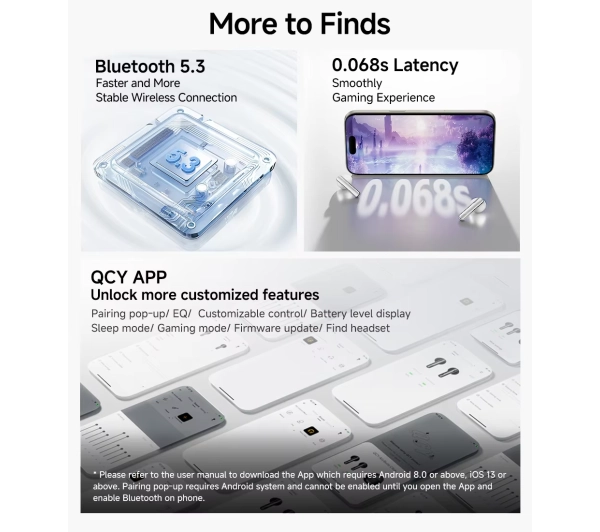 QCY AilyBuds Clear T32 Douszne Bluetooth 5.3 Czarny