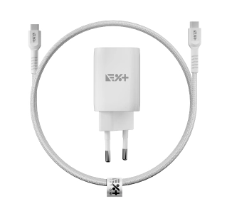 NEXT ONE Fast 35W GaN 2xUSB-C + kablem USB-C Biały