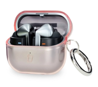 Bizon Elastyczne z karabińczykiem do Samsung Galaxy Buds 3/3 Pro Przezroczysto-różowy
