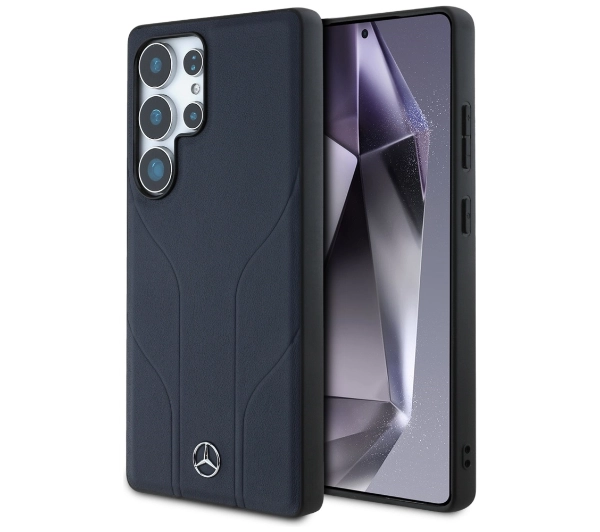 Etui MERCEDES Leather Debossed Lines MagSafe do Samsung Galaxy S25 Ultra Niebieski