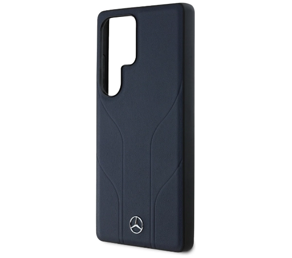 Mercedes-Benz Leather Debossed Lines MagSafe do Galaxy S25 Ultra Niebieski