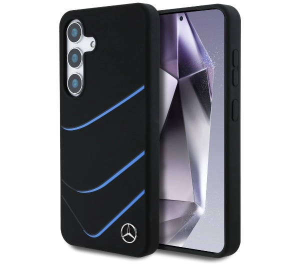 Mercedes-Benz Silicone Contrasted Curves MagSafe do Galaxy S25 Czarny