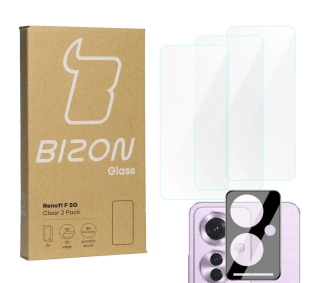 Bizon 3x szkło + szybka na aparat Clear 2 Pack do Oppo Reno11 F 5G