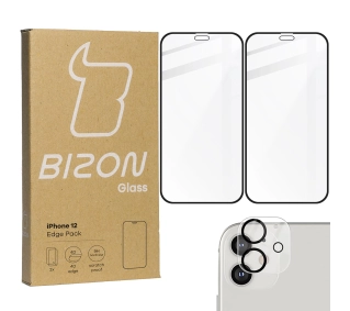 Bizon 2x szkło hartowane + ochrona na obiektyw iPhone 12 czarne