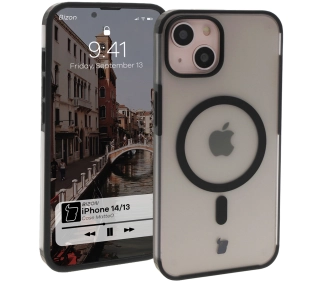Bizon MatteO z MagSafe  do iPhone 14 / iPhone 13 Półprzezroczyste z czarną ramką