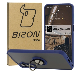 Bizon z uchwytem na palec Hybrid Ring do Galaxy A16 4G/5G Przydymione z granatową ramką
