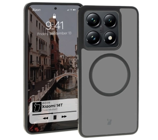 Bizon MatteO z MagSafe do Xiaomi 14T Półprzezroczyste z czarną ramką