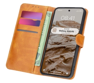Bizon z klapką Pocket do Galaxy S24 FE Brązowy