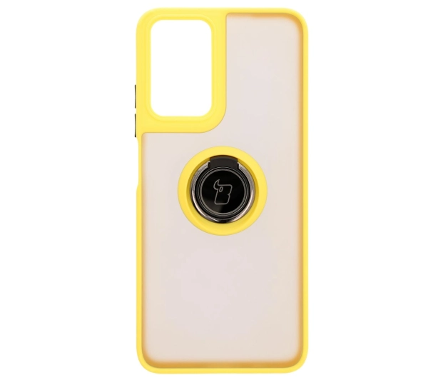 Bizon z uchwytem na palec Hybrid Ring do Motorola Moto G35 5G Przydymione z żółtą ramką