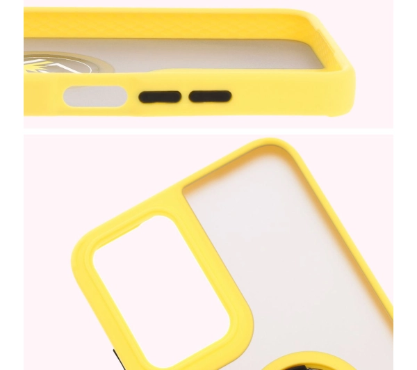 Bizon z uchwytem na palec Hybrid Ring do Motorola Moto G35 5G Przydymione z żółtą ramką
