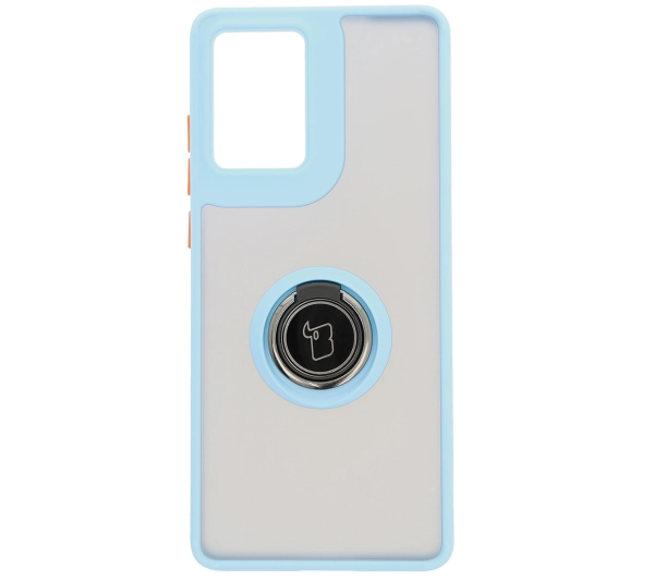 Bizon z uchwytem na palec Hybrid Ring do Motorola Moto G85 5G Przydymione z jasnoniebieską ramką