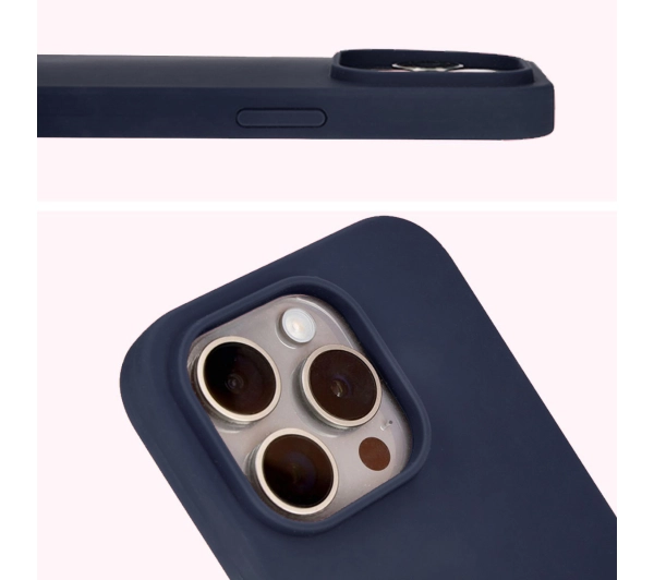 Bizon Silikonowe Soft do iPhone 15 Pro Ciemno-niebieski