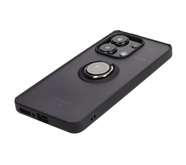 Bizon z uchwytem na palec Hybrid Ring do Xiaomi Redmi Note 13 4G Przydymione z czarną ramką
