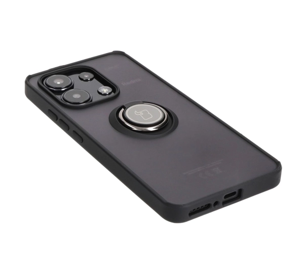 Bizon z uchwytem na palec Hybrid Ring do Xiaomi Redmi Note 13 4G Przydymione z czarną ramką
