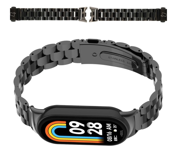 Bizon ze stali nierdzewnej Aura do Xiaomi Smart Band 9 / 9 NFC / 8 Czarny