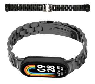 Bizon ze stali nierdzewnej Aura do Xiaomi Smart Band 9 / 9 NFC / 8 Czarny