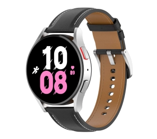 Bizon skórzany Casual 20mm do Galaxy Watch FE/7/6/6 Classic/5/5Pro/4/4 Classic Czarny
