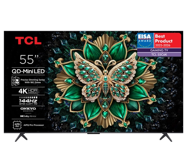 TCL 55C6K 55" QD-Mini LED 4K 144Hz Google TV Dolby Vision IQ Dolby Atmos HDMI 2.1 DVB-T2