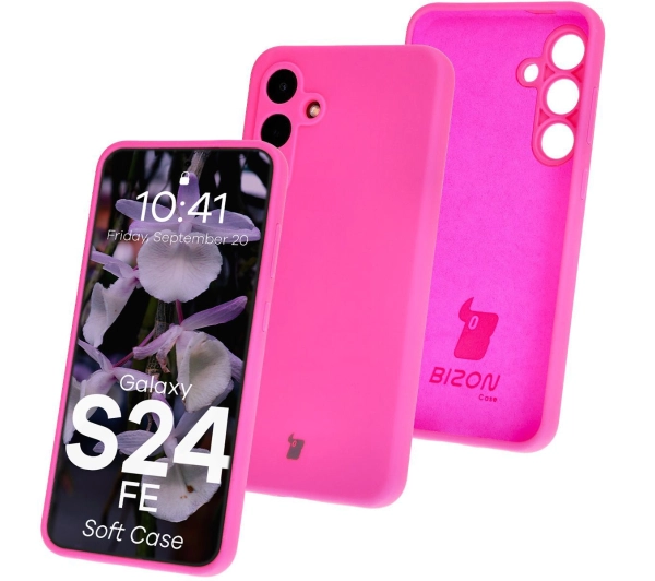 Bizon Silikonowe Soft do Galaxy S24 FE Neonowo-różowy
