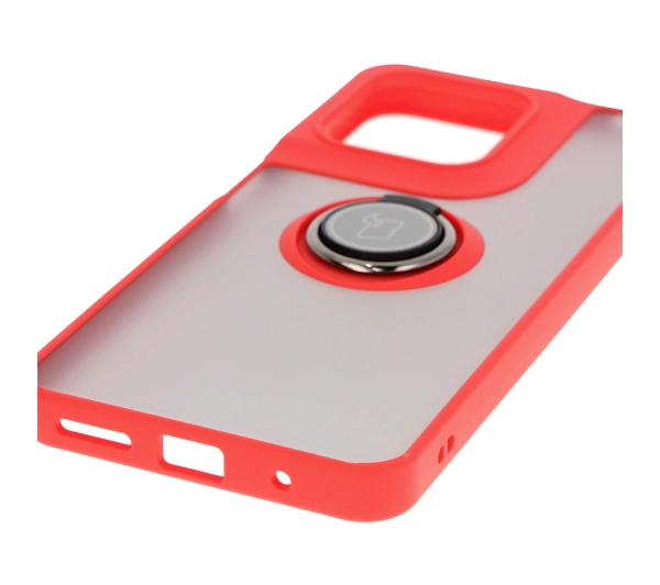 Bizon z uchwytem na palec Hybrid Ring do Motorola Moto G15 / G15 Power Przydymione z czerwoną ramką