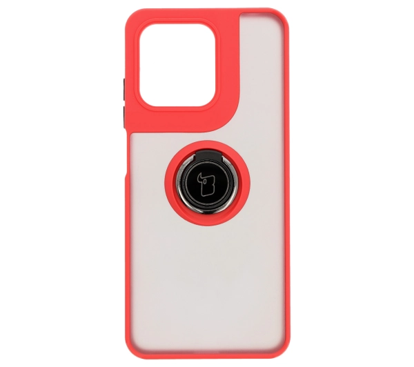 Bizon z uchwytem na palec Hybrid Ring do Motorola Moto G15 / G15 Power Przydymione z czerwoną ramką