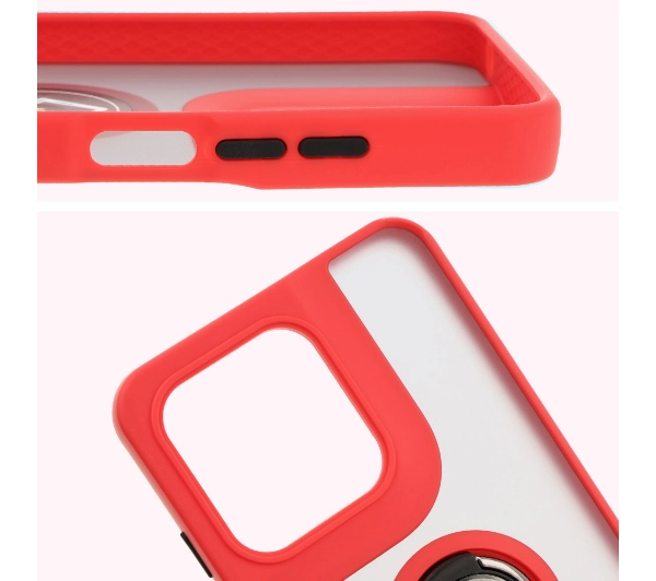 Bizon z uchwytem na palec Hybrid Ring do Motorola Moto G15 / G15 Power Przydymione z czerwoną ramką