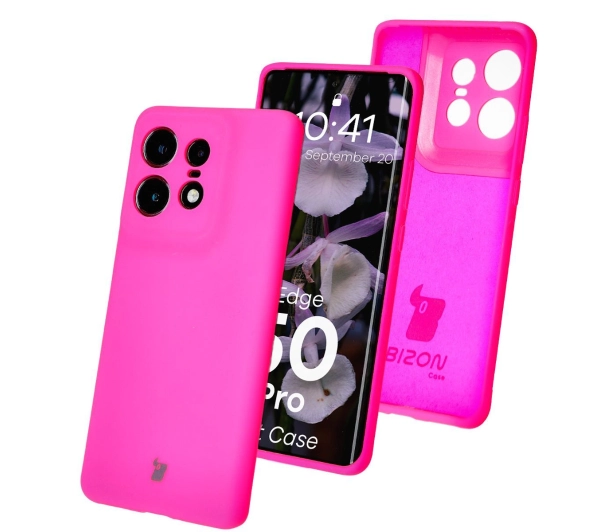 Bizon Silikonowe Soft do Motorola Edge 50 Pro Neonowo-różowy