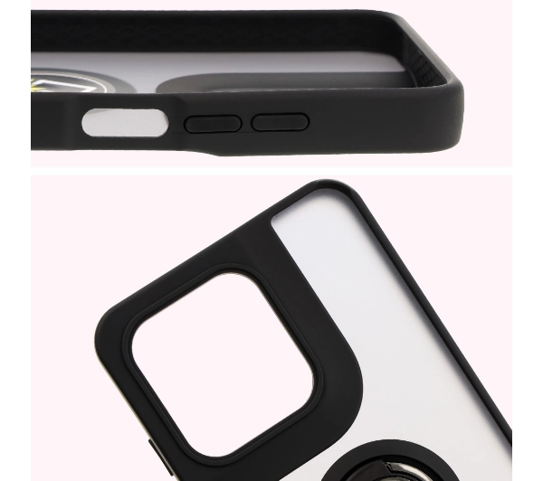 Bizon z uchwytem na palec Hybrid Ring do Motorola Moto G15 / G15 Power Przydymione z czarną ramką