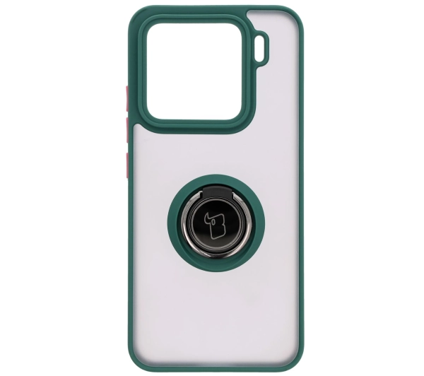 Bizon z uchwytem na palec Hybrid Ring do Xiaomi 15 Przydymione z ciemnozieloną ramką